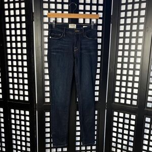 💙 Frame Denim Deep Indigo Skinny Jeans Mid Rise Stretch Size 25 💙